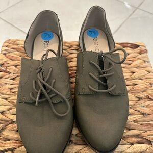 Restricted Olive Lace-Up Flats